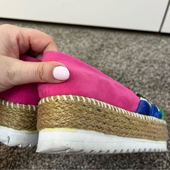 Lola Frish Floral Embroidered Platform Espadrille Slip On Size 23.5 or US 6.5 - Picture 9 of 14
